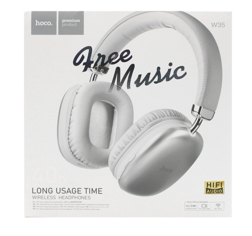 Фото товара Наушники беспроводные Hoco W35 bluetooth silver
