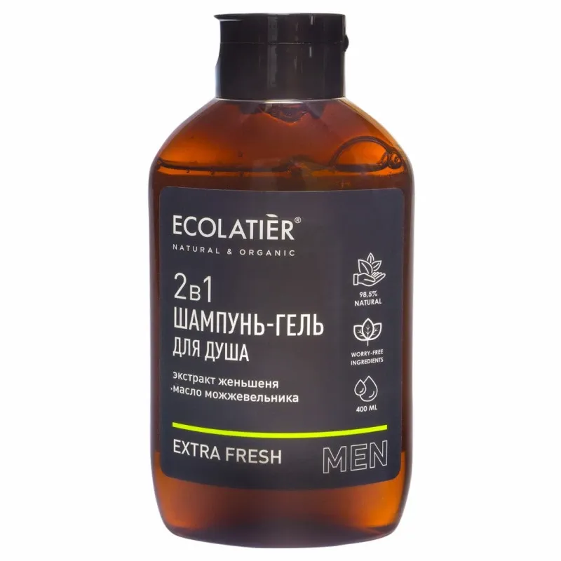 Фото товара Мужской шампунь и гель для душа ECOLATIER Extra Fresh 400 мл