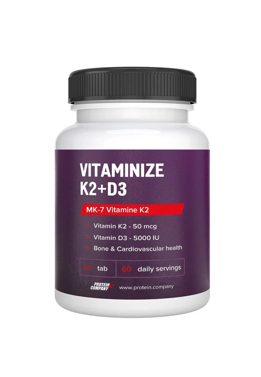 Фото товара Витаминный комплекс PROTEIN.COMPANY Витамин K2 50 мкг + D3 5000 МЕ 60 tab Лимон