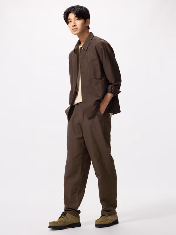 Фото товара Мужские удобные брюки из смесовой льняной ткани DARK BROWN XS