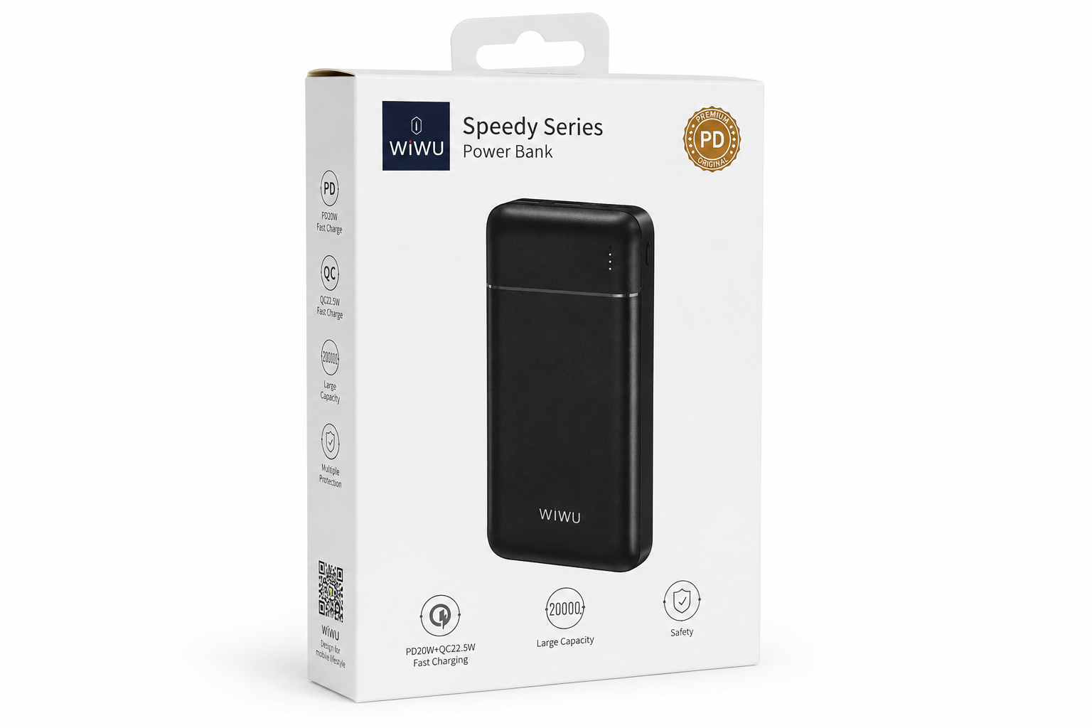 Фото товара Внешний аккумулятор WiWU Speedy Series Power Bank 20000 mAh PD20W Black