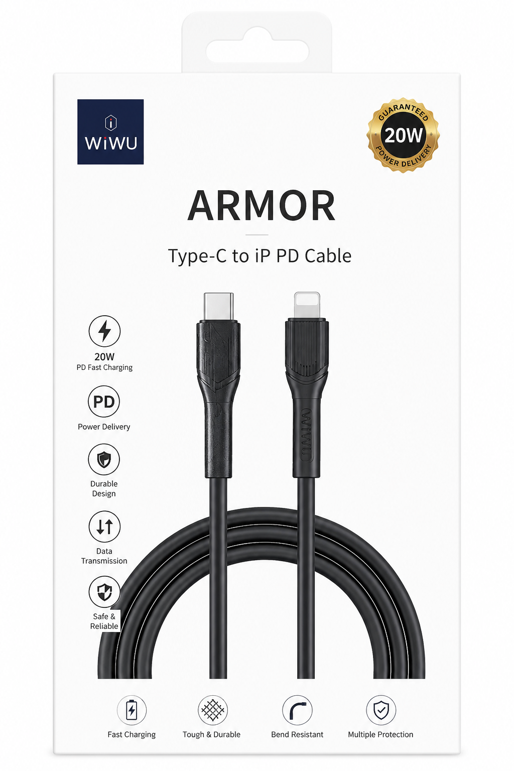 Фото товара Кабель WiWU Armor Type-C to Lightning PD 20W Черный