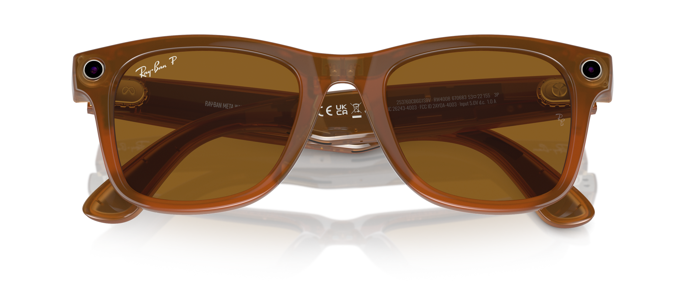 Фото товара RAY-BAN META WAYFARER S53 SHINY BLACK POLAR BROWN