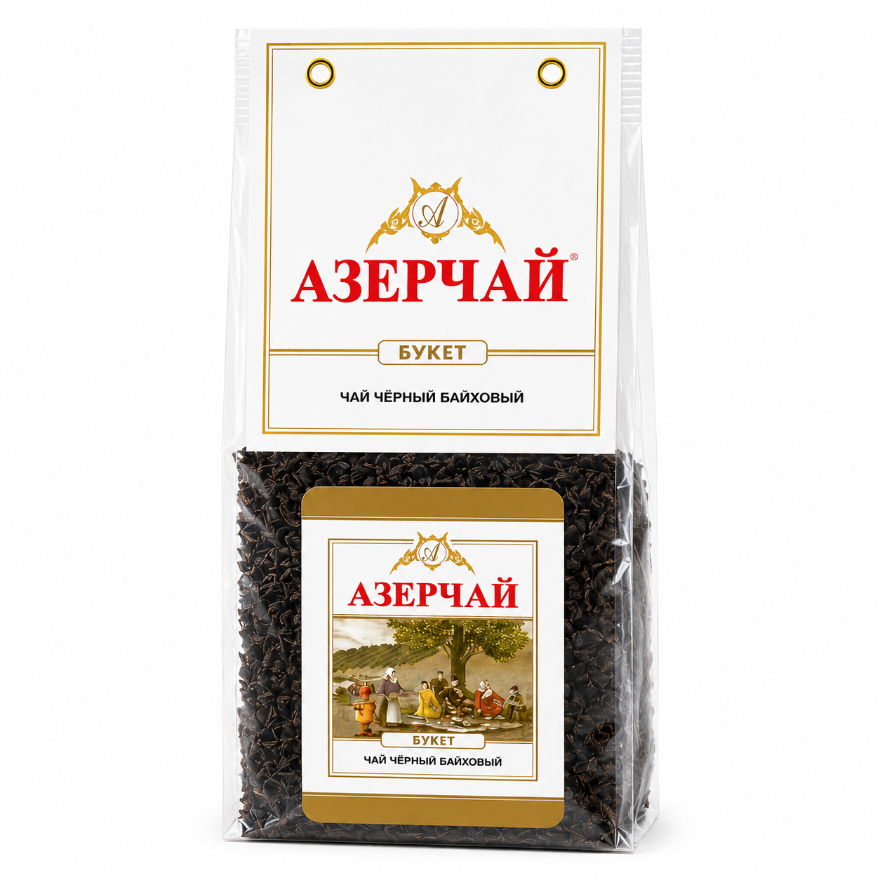 Фото товара Чай Азерчай Букет чёрный байховый в прозрачной упаковке, 100 г
