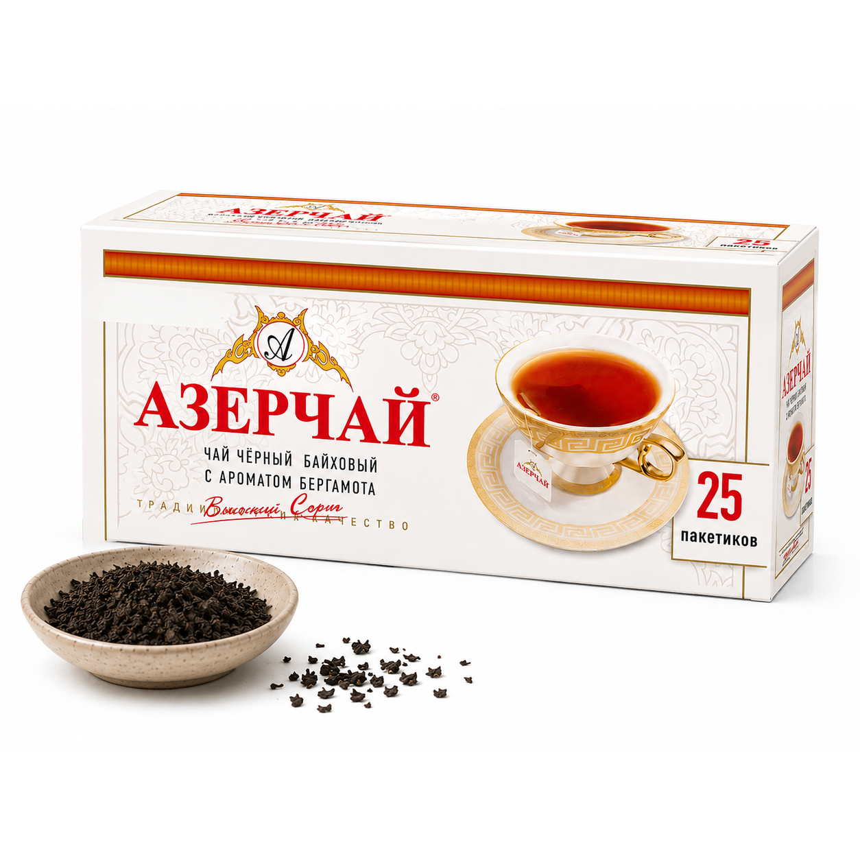 Фото товара Чай Азерчай черный байховый с берг. пакет. 2гр*25п