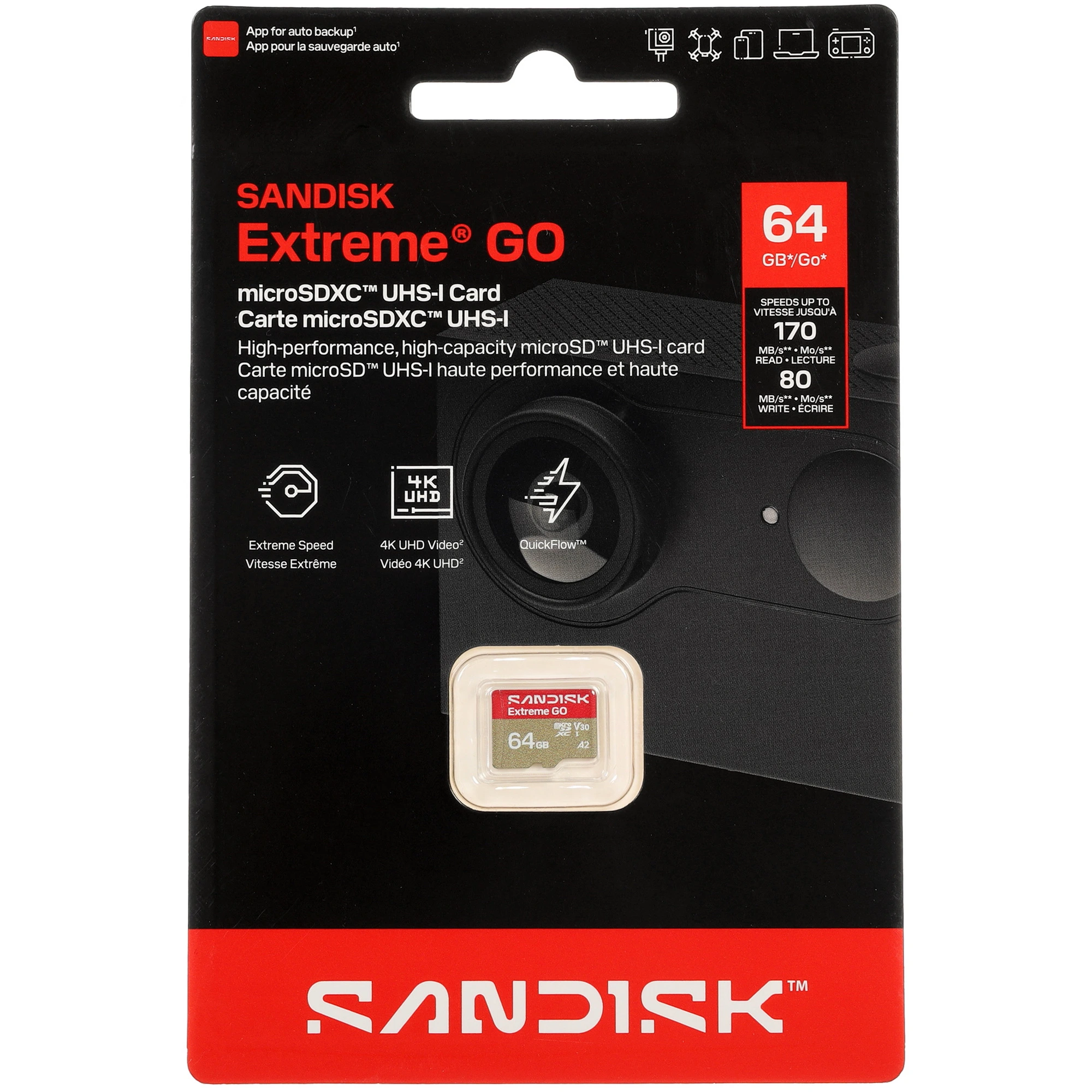 Фото товара Карта памяти SanDisk Extreme Go microSD 64 ГБ A2, UHS Class 3, Video Class 30